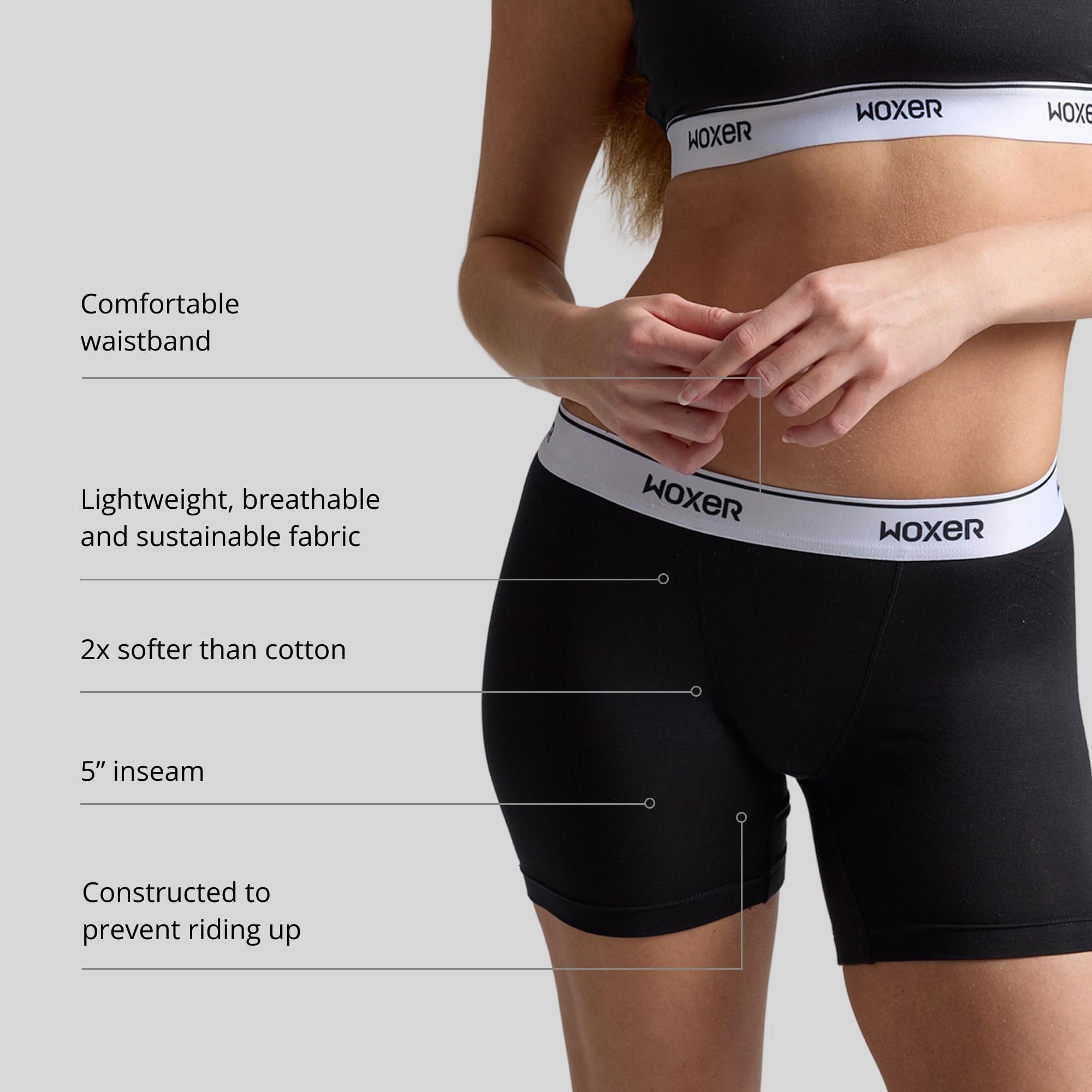 Woxer Boxer Shorts for Women - 5" Baller Boy Shorts Underwear, Soft Modal, Chafe Free - Breathable & Moisture-Wicking - Image 3
